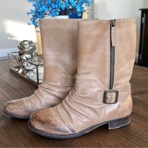 Vince Camuto Shada Leather Mid Calf Buckle Boots size 8